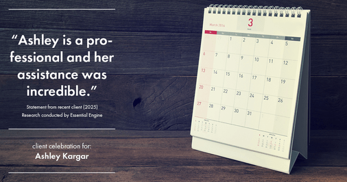 Testimonial for mortgage professional Ashley Kargar with Peoples Bank in , : "Ashley is a professional and her assistance was incredible."
