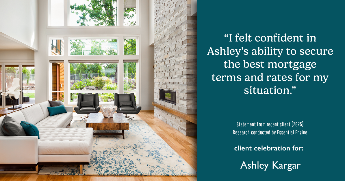 Testimonial for mortgage professional Ashley Kargar with Peoples Bank in , : "I felt confident in Ashley's ability to secure the best mortgage terms and rates for my situation."