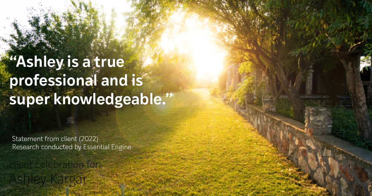 Testimonial for mortgage professional Ashley Kargar with Waterstone Mortgage in Ashburn, VA: “Ashley is a true professional and is super knowledgeable.”