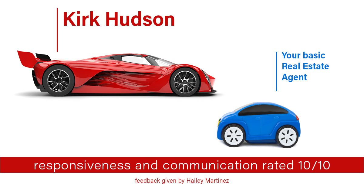 Testimonial for real estate agent Kirk Hudson with Baird & Warner Residential in Winnetka, IL: Happiness Meter: Cars 10/10 (responsiveness and communication - Hailey Martinez)