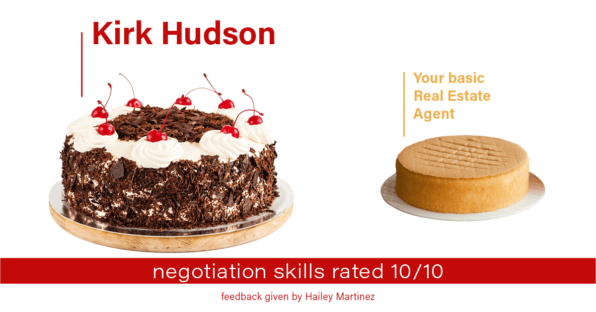 Testimonial for real estate agent Kirk Hudson with Baird & Warner Residential in , : Happiness Meter: Cake 10/10 (Negotiations Skills - Hailey Martinez)