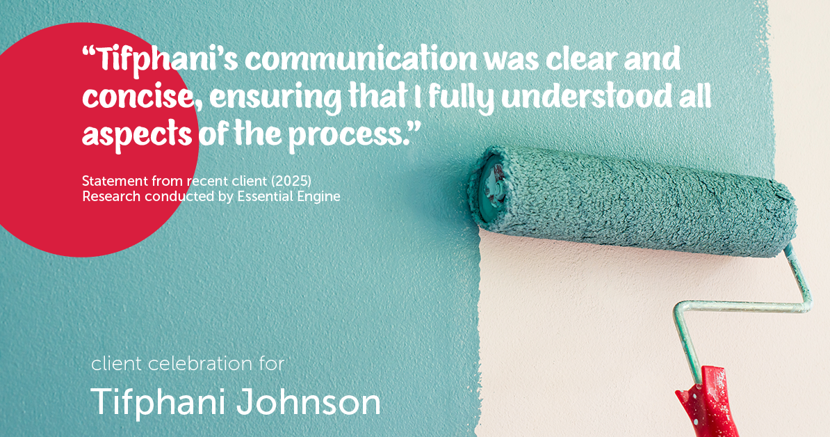Testimonial for real estate agent Tifphani Johnson with Keller Williams Realty Devon-Wayne in , : "Tifphani's communication was clear and concise, ensuring that I fully understood all aspects of the process."