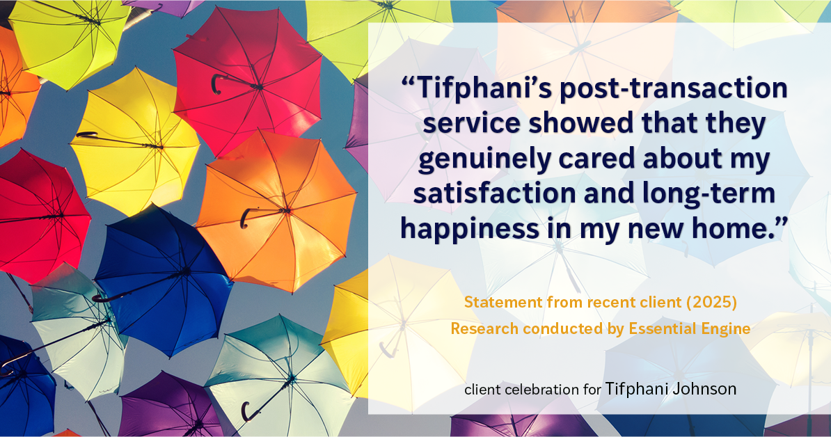 Testimonial for real estate agent Tifphani Johnson with Keller Williams Realty Devon-Wayne in , : "Tifphani's post-transaction service showed that they genuinely cared about my satisfaction and long-term happiness in my new home."