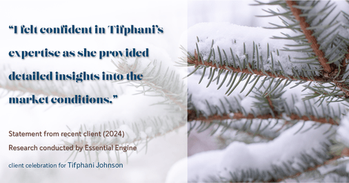 Testimonial for real estate agent Tifphani Johnson with Keller Williams Realty Devon-Wayne in , : "I felt confident in Tifphani's expertise as she provided detailed insights into the market conditions."