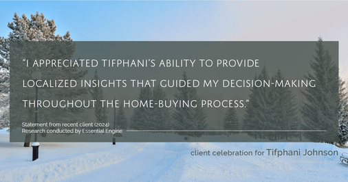 Testimonial for real estate agent Tifphani Johnson with Keller Williams Realty Devon-Wayne in , : "I appreciated Tifphani's ability to provide localized insights that guided my decision-making throughout the home-buying process."