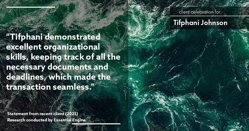 Testimonial for real estate agent Tifphani Johnson with Keller Williams Realty Devon-Wayne in , : "Tifphani demonstrated excellent organizational skills, keeping track of all the necessary documents and deadlines, which made the transaction seamless."
