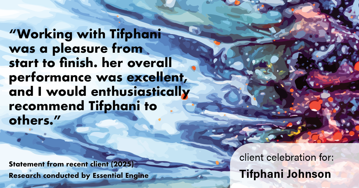 Testimonial for real estate agent Tifphani Johnson with Keller Williams Realty Devon-Wayne in , : "Working with Tifphani was a pleasure from start to finish. her overall performance was excellent, and I would enthusiastically recommend Tifphani to others."