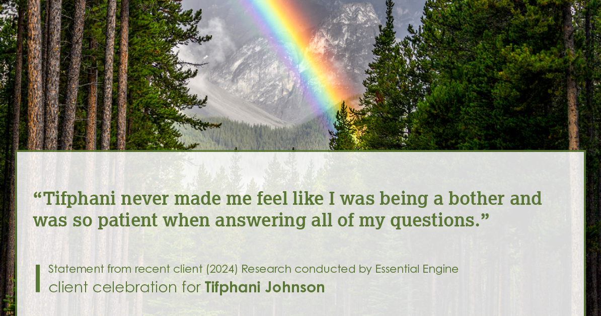 Testimonial for real estate agent Tifphani Johnson with Keller Williams Realty Devon-Wayne in , : "Tifphani never made me feel like I was being a bother and was so patient when answering all of my questions."