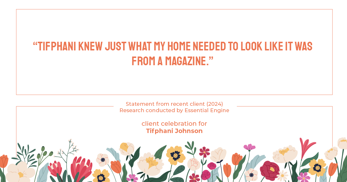 Testimonial for real estate agent Tifphani Johnson with Keller Williams Realty Devon-Wayne in , : "Tifphani knew just what my home needed to look like it was from a magazine."