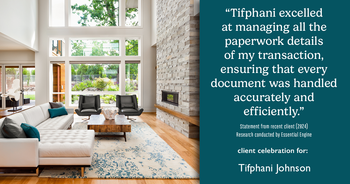 Testimonial for real estate agent Tifphani Johnson with Keller Williams Realty Devon-Wayne in , : "I felt that Tifphani valued open lines of communication and was readily available to discuss any aspect of the process." "Tifphani was proactive in her communication, keeping me informed throughout the entire process."