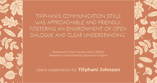 Testimonial for real estate agent Tifphani Johnson with Keller Williams Realty Devon-Wayne in , : "Tifphani's communication style was approachable and friendly, fostering an environment of open dialogue and clear understanding."