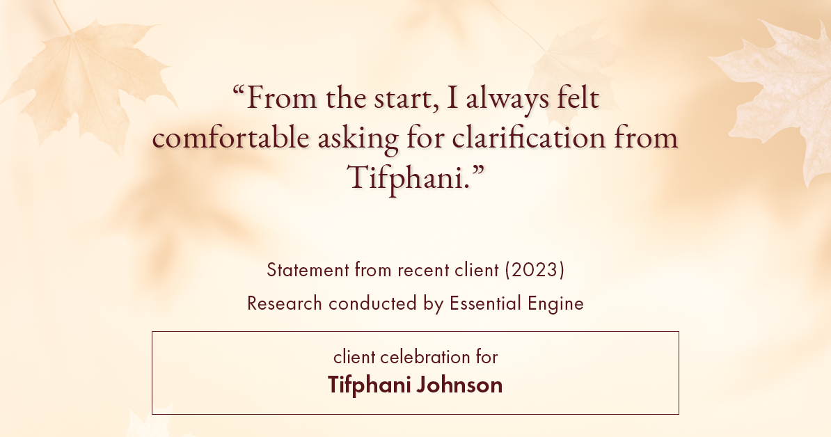 Testimonial for real estate agent Tifphani Johnson with Keller Williams Realty Devon-Wayne in , : "From the start, I always felt comfortable asking for clarification from Tifphani."