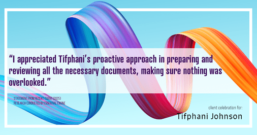 Testimonial for real estate agent Tifphani Johnson with Keller Williams Realty Devon-Wayne in , : "I appreciated Tifphani's proactive approach in preparing and reviewing all the necessary documents, making sure nothing was overlooked."