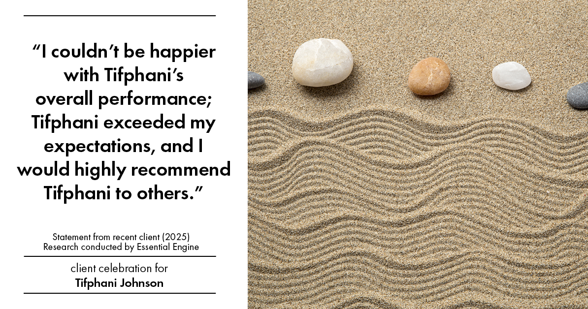 Testimonial for real estate agent Tifphani Johnson with Keller Williams Realty Devon-Wayne in , : "I couldn't be happier with Tifphani's overall performance; Tifphani exceeded my expectations, and I would highly recommend Tifphani to others."