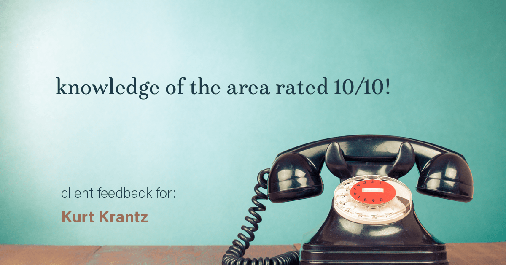 Testimonial for real estate agent Kurt Krantz in Littleton, CO: Happiness Meters: Phones (knowledge of the area)
