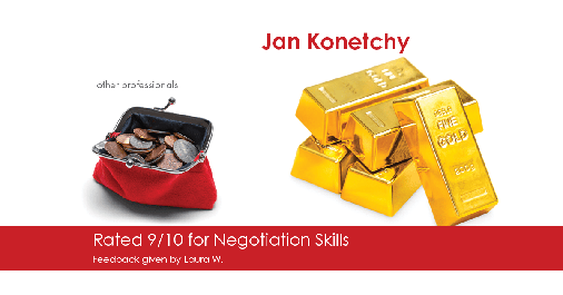 Testimonial for real estate agent Jan Konetchy in , : Happiness Meters: Gold (9/10 - Negotiation Skills) - Laura W.