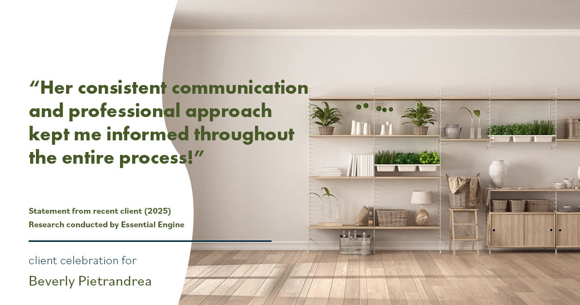 Testimonial for real estate agent Beverly Pietrandrea with Howard Hanna in , : "Her consistent communication and professional approach kept me informed throughout the entire process!"