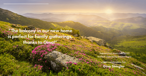 Testimonial for real estate agent Gina Shingler with Oregon & Washington Digs in Happy Valley, OR: "The balcony in our new home is perfect for family gatherings, thanks to Gina!"