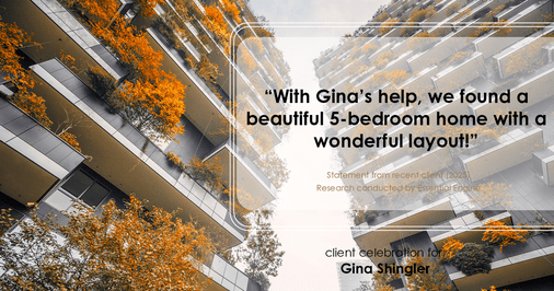 Testimonial for real estate agent Gina Shingler with Oregon & Washington Digs in Happy Valley, OR: "With Gina's help, we found a beautiful 5-bedroom home with a wonderful layout!"