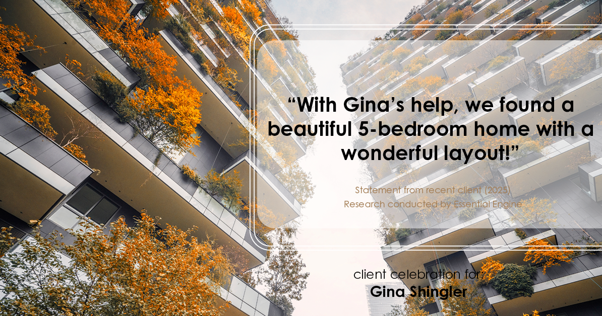 Testimonial for real estate agent Gina Shingler with Oregon & Washington Digs in Happy Valley, OR: "With Gina's help, we found a beautiful 5-bedroom home with a wonderful layout!"