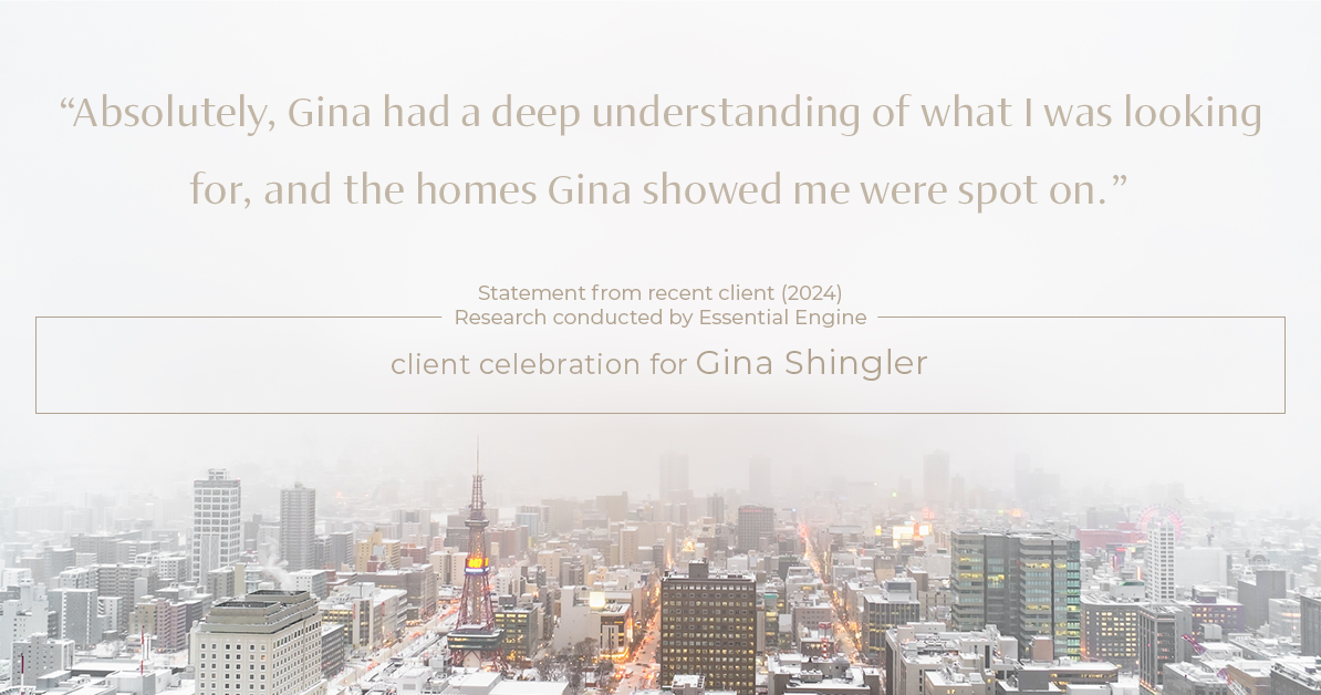 Testimonial for real estate agent Gina Shingler with ERA Freeman & Associates in Gresham, OR: "Absolutely, Gina had a deep understanding of what I was looking for, and the homes Gina showed me were spot on."