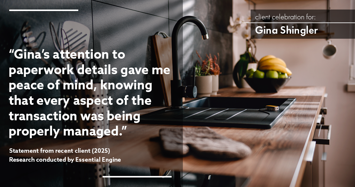 Testimonial for real estate agent Gina Shingler with Oregon & Washington Digs in Happy Valley, OR: "Gina's attention to paperwork details gave me peace of mind, knowing that every aspect of the transaction was being properly managed."