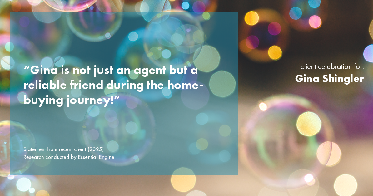 Testimonial for real estate agent Gina Shingler with Oregon & Washington Digs in Happy Valley, OR: "Gina is not just an agent but a reliable friend during the home-buying journey!"