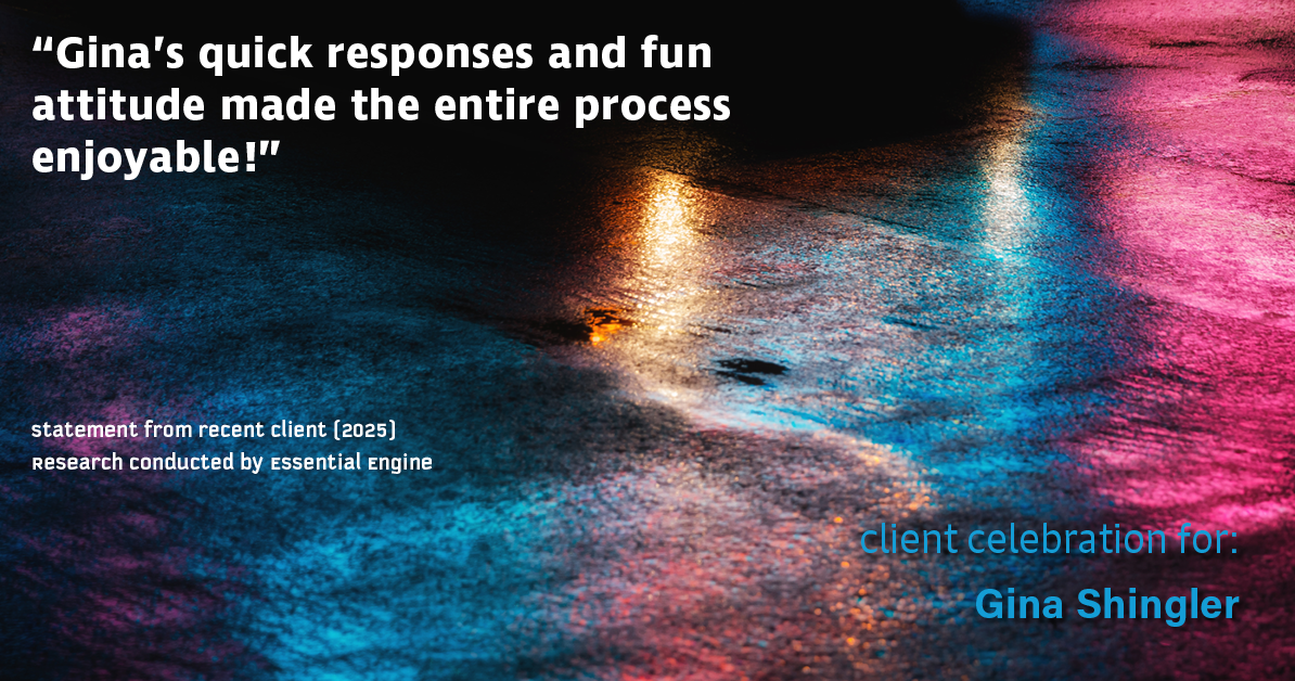 Testimonial for real estate agent Gina Shingler with Oregon & Washington Digs in Happy Valley, OR: "Gina's quick responses and fun attitude made the entire process enjoyable!"