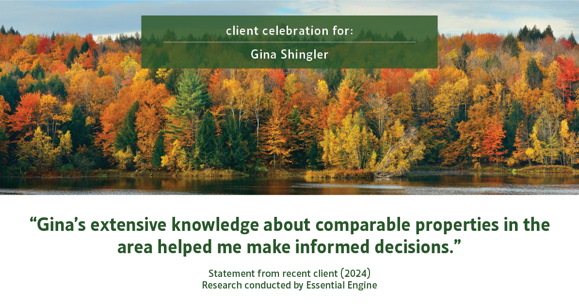 Testimonial for real estate agent Gina Shingler with ERA Freeman & Associates in Gresham, OR: "Gina's extensive knowledge about comparable properties in the area helped me make informed decisions."