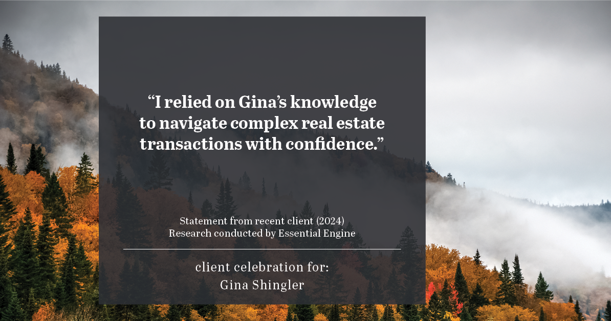 Testimonial for real estate agent Gina Shingler with ERA Freeman & Associates in Gresham, OR: "I relied on Gina's knowledge to navigate complex real estate transactions with confidence."