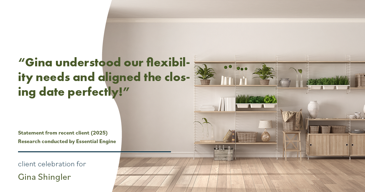 Testimonial for real estate agent Gina Shingler with Oregon & Washington Digs in Happy Valley, OR: "Gina understood our flexibility needs and aligned the closing date perfectly!"