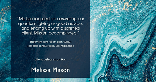 Testimonial for mortgage professional Melissa Mason in Fairfield, CT: "Melissa focused on answering our questions, giving us good advice, and ending up with a satisfied client. Mission accomplished."