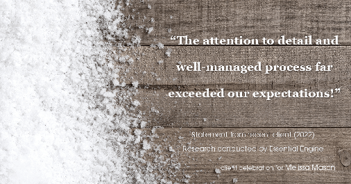 Testimonial for mortgage professional Melissa Mason in Fairfield, CT: "The attention to detail and well-managed process far exceeded our expectations!"