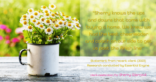 Testimonial for real estate agent Sherry Gierczak with Lannon Stone Realty in , : "Sherry knows the ups and downs that come with buying a home. We knew we had the best cheerleader and coach on our side to get us past the finish line!"
