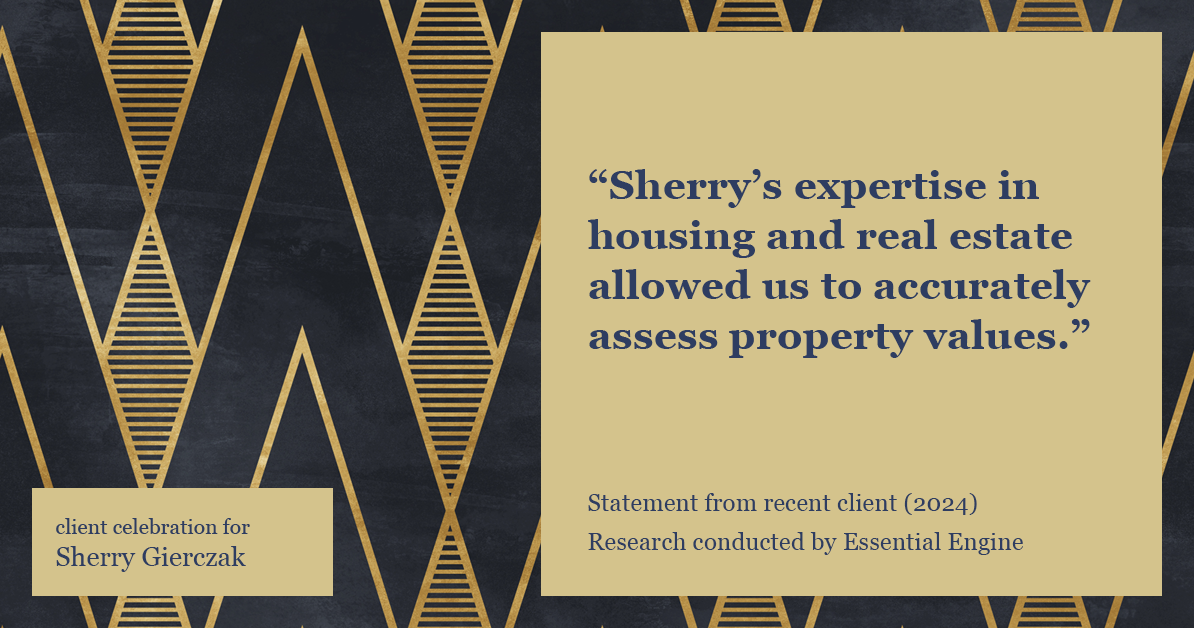 Testimonial for real estate agent Sherry Gierczak with Lannon Stone Realty in , : "Sherry's expertise in housing and real estate allowed us to accurately assess property values."