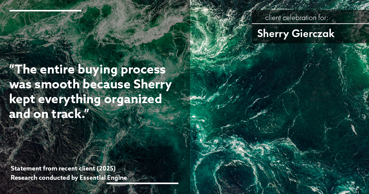 Testimonial for real estate agent Sherry Gierczak with Lannon Stone Realty in , : The entire buying process was smooth because Sherry kept everything organized and on track.