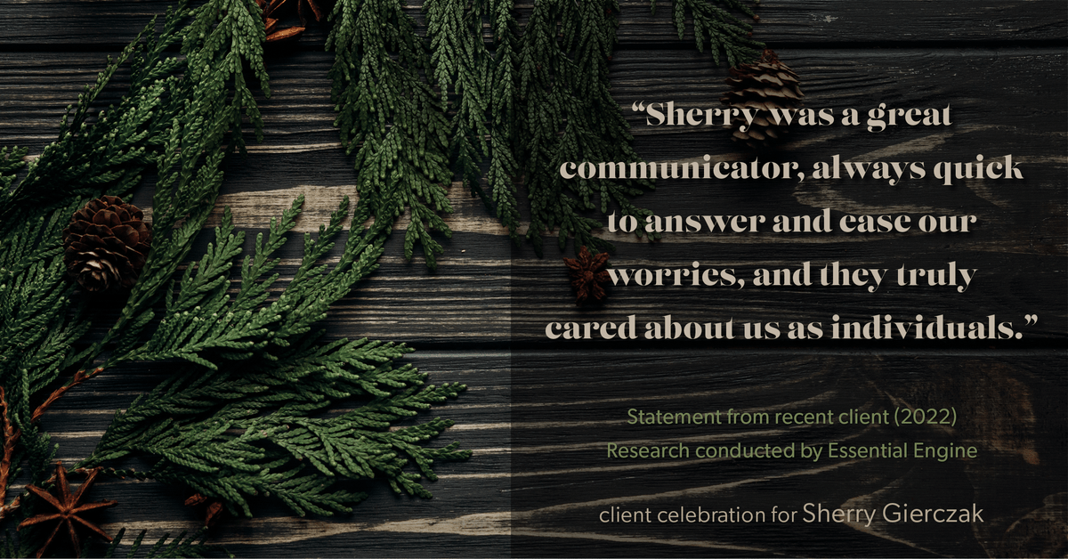 Testimonial for real estate agent Sherry Gierczak with Lannon Stone Realty in , : "Sherry was a great communicator, always quick to answer and ease our worries, and they truly cared about us as individuals."