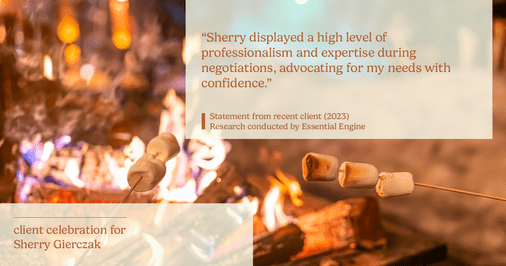 Testimonial for real estate agent Sherry Gierczak with Lannon Stone Realty in , : "Sherry displayed a high level of professionalism and expertise during negotiations, advocating for my needs with confidence."