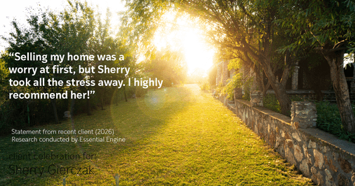 Testimonial for real estate agent Sherry Gierczak with Lannon Stone Realty in , : "Selling my home was a worry at first, but Sherry took all the stress away. I highly recommend her!"