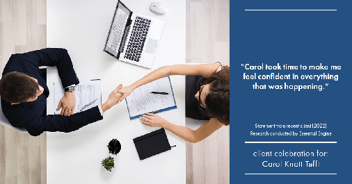 Testimonial for real estate agent Carol Knott Tefft with RE/MAX Integrity in Tomball, TX: "Carol took time to make me feel confident in everything that was happening."