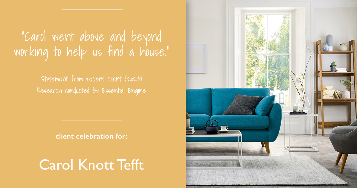 Testimonial for real estate agent Carol Knott Tefft with RE/MAX Integrity in Tomball, TX: "Carol went above and beyond working to help us find a house."