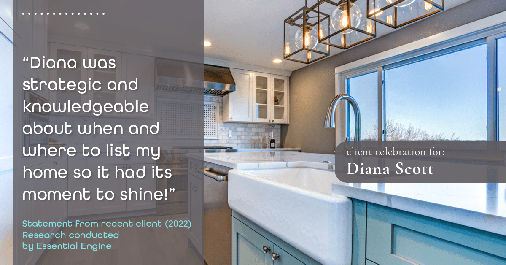 Testimonial for real estate agent Diana Scott in San Antonio, TX: "Diana was strategic and knowledgeable about when and where to list my home so it had its moment to shine!"