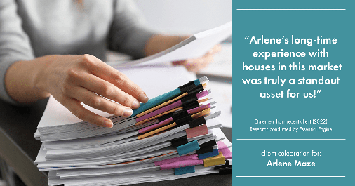 Testimonial for real estate agent Arlene Maze with Dochen Realtors in Austin, TX: "Arlene's long-time experience with houses in this market was truly a standout asset for us!"