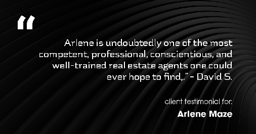 Testimonial for real estate agent Arlene Maze with Dochen Realtors in Austin, TX: "Arlene is undoubtedly one of the most competent, professional, conscientious, and well-trained real estate agents one could ever hope to find,." - David S.