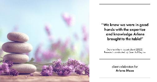 Testimonial for real estate agent Arlene Maze with Dochen Realtors in Austin, TX: "We knew we were in good hands with the expertise and knowledge Arlene brought to the table!"