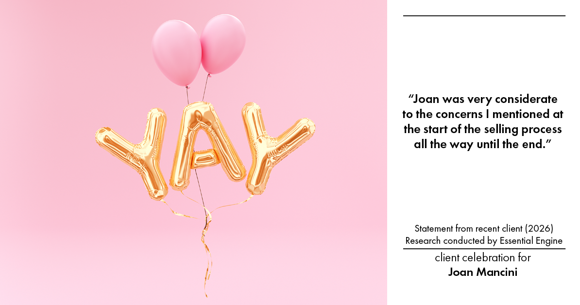 Testimonial for real estate agent Joan Mancini with Mancini Realty in Somers, NY: "Joan was very considerate to the concerns I mentioned at the start of the selling process all the way until the end."