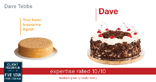 Testimonial for insurance professional Dave Tebbe in , : Happiness Meters: Cake (expertise)