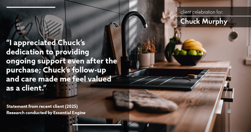 Testimonial for mortgage professional Chuck Murphy with Caltex Funding LP in Bedford, TX: "I appreciated Chuck's dedication to providing ongoing support even after the purchase; Chuck's follow-up and care made me feel valued as a client."