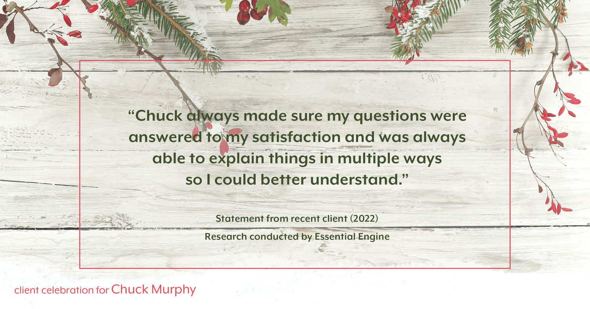 Testimonial for mortgage professional Chuck Murphy with Caltex Funding LP in Bedford, TX: "Chuck always made sure my questions were answered to my satisfaction and was always able to explain things in multiple ways so I could better understand."