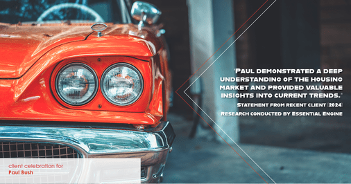 Testimonial for real estate agent Paul Bush with Keller Williams Realty in Plano, TX: "Paul demonstrated a deep understanding of the housing market and provided valuable insights into current trends."